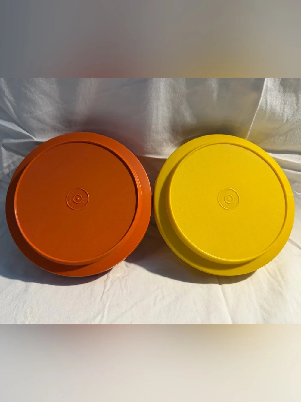 Vintage Tupperware Seal N Serve Bowls 1206 1207 Orange Yellow Set of 2 w/Lids
